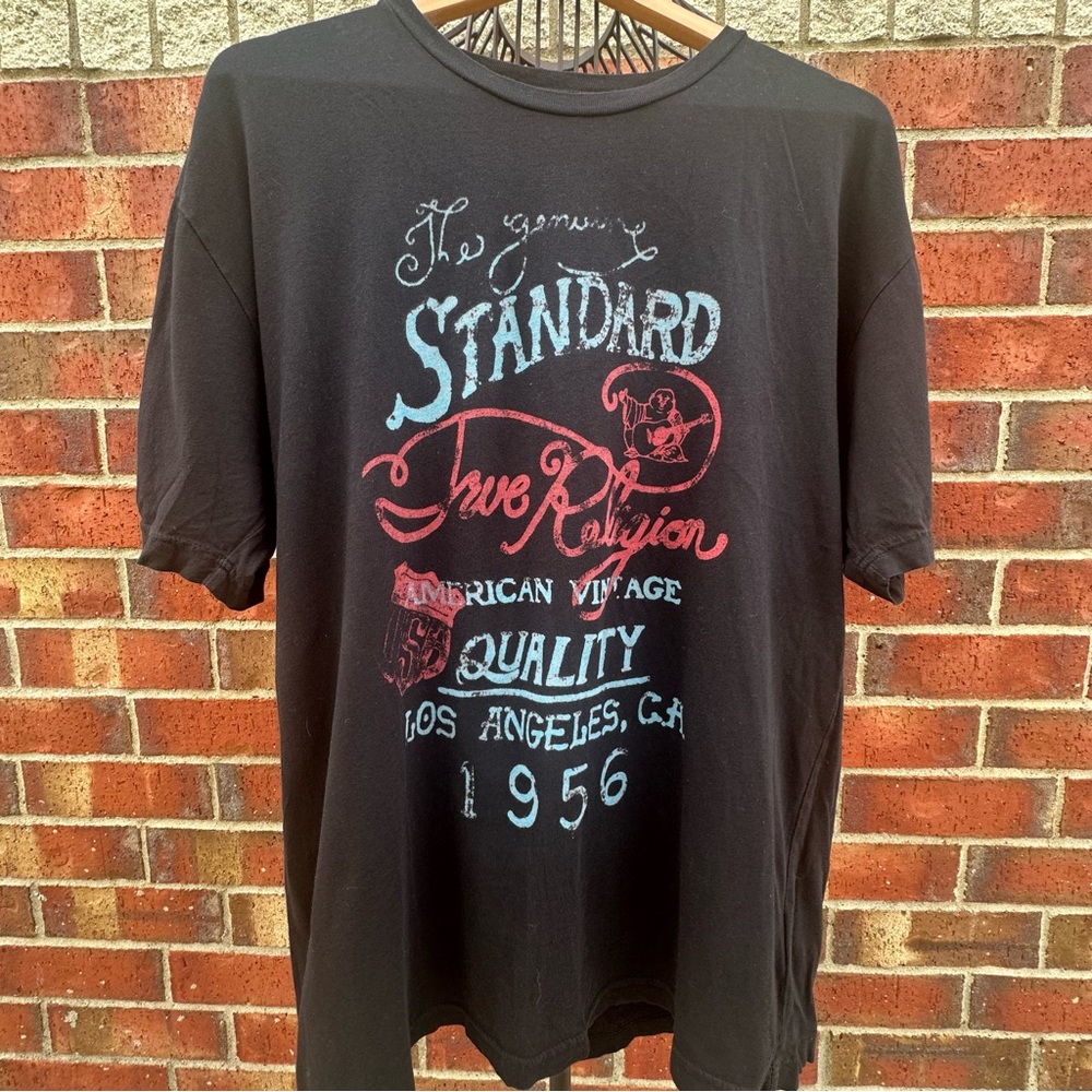 True Religion Black Graphic Tee Streetwear Casual Iconic Collector T-Shirt XL